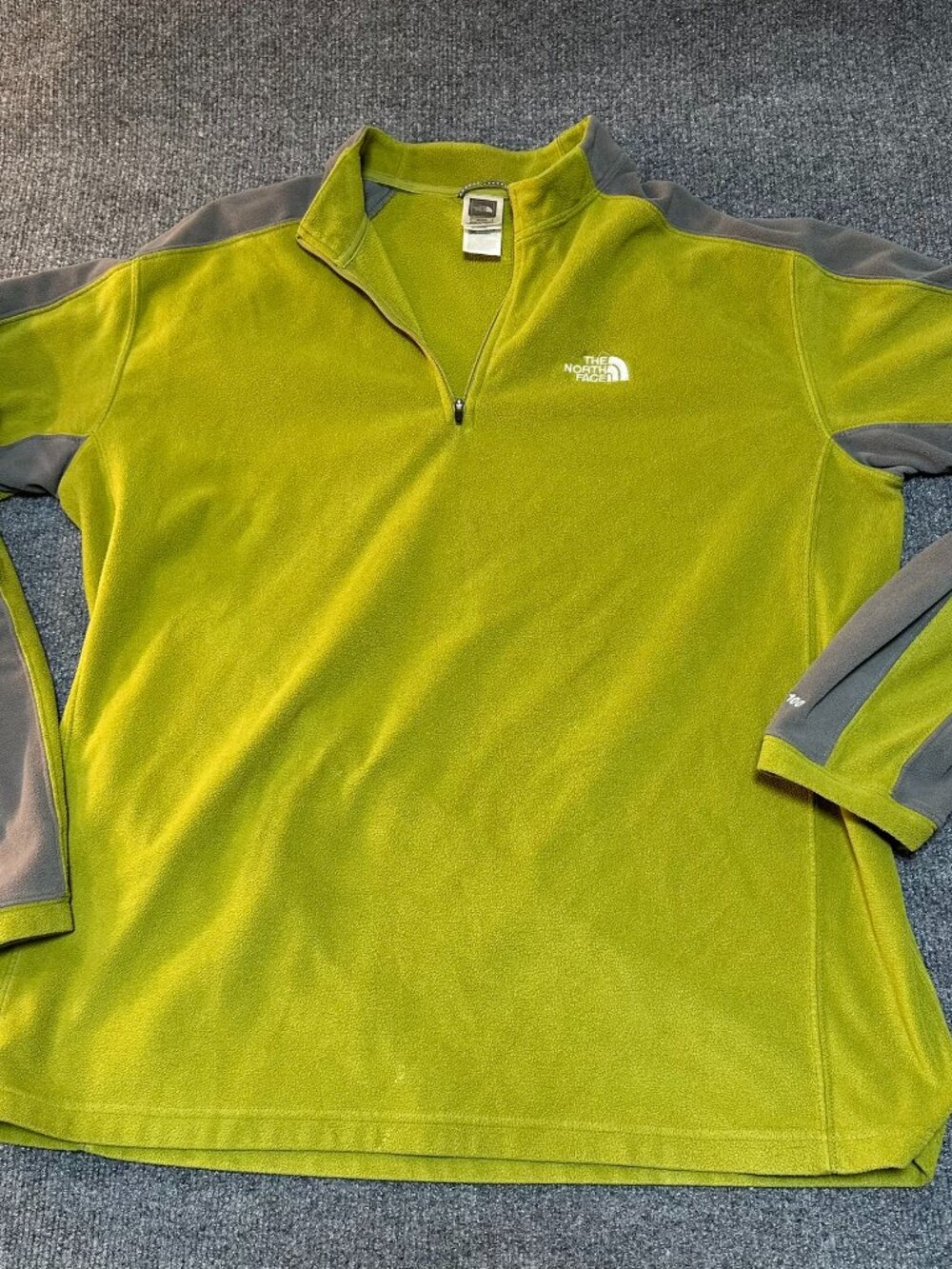 The North Face 1/4 Zip Sweater Men XL Green Sweatshirt‎ Pullover Logo TKA 100